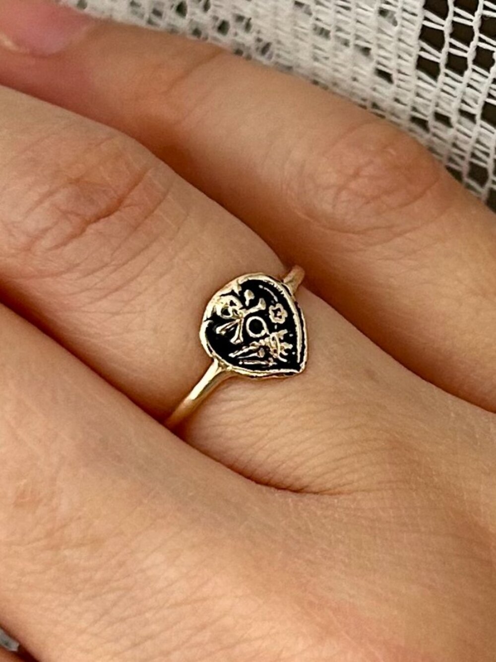 PYRRHA "All is Vanity" Solid 14K Gold Talisman Ring Size 4